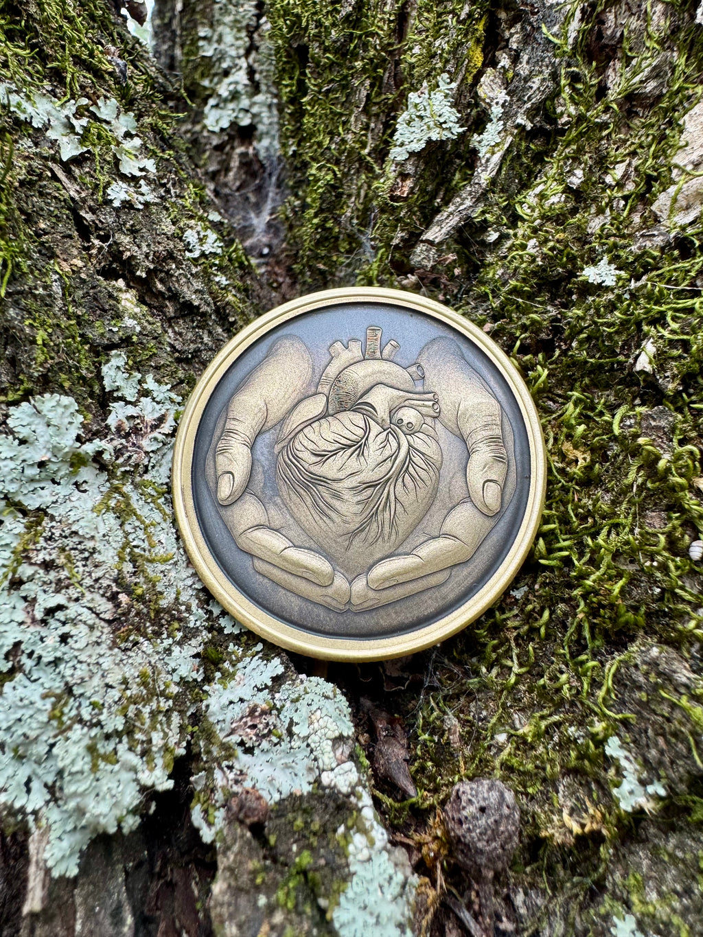 EDC Brass Heart In Your Hand Worry Coin with FREE Personalized Inscription