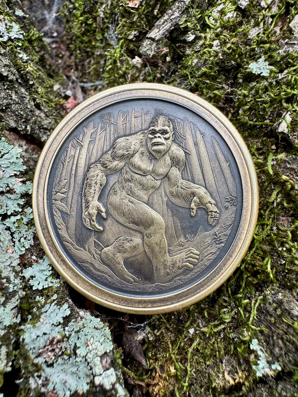 EDC Brass Bigfoot Worry Coin With FREE Personalized Inscription