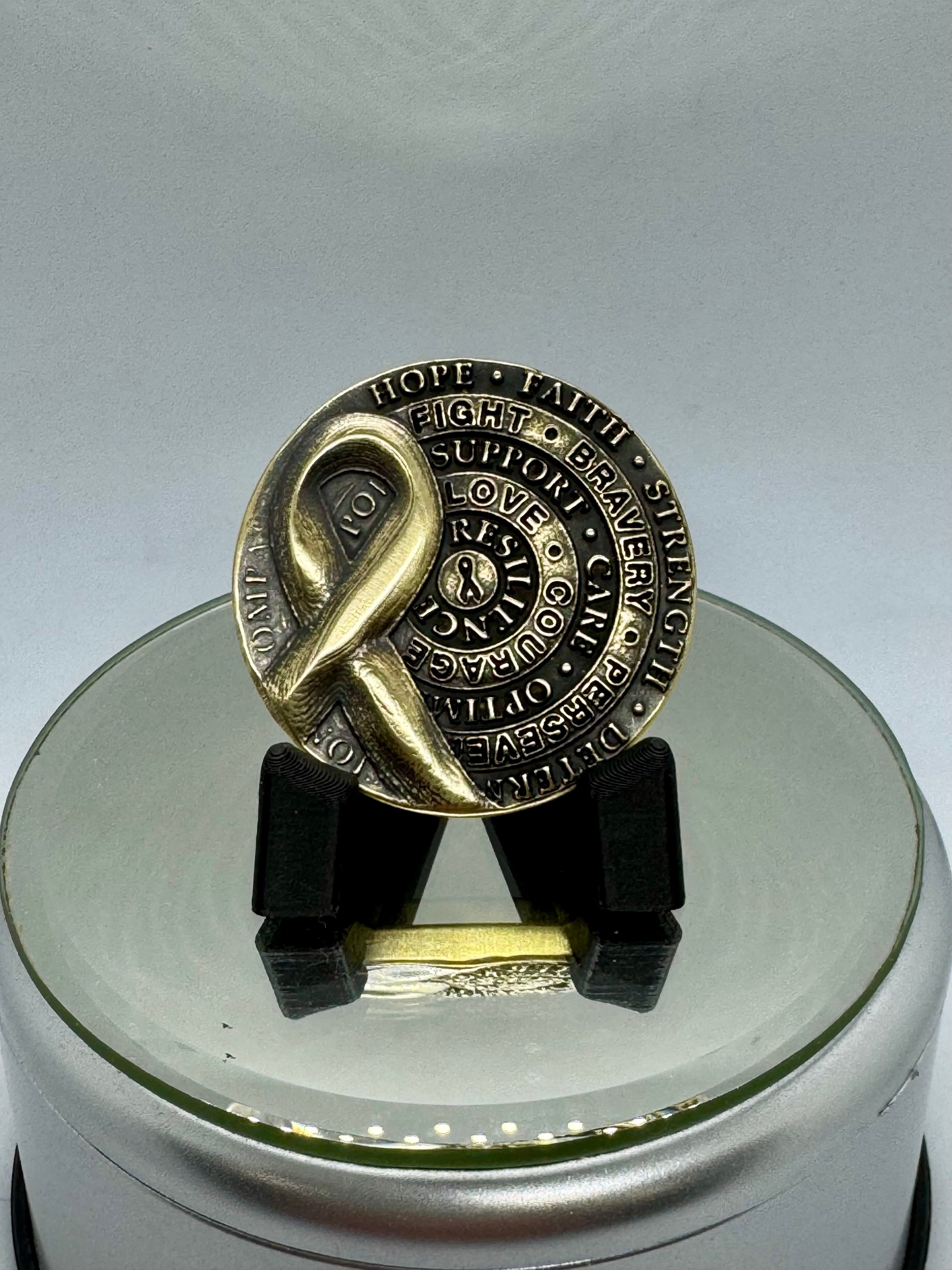 EDC Solid Brass Cancer Survivor worry coin with your free personalized inscription on the back