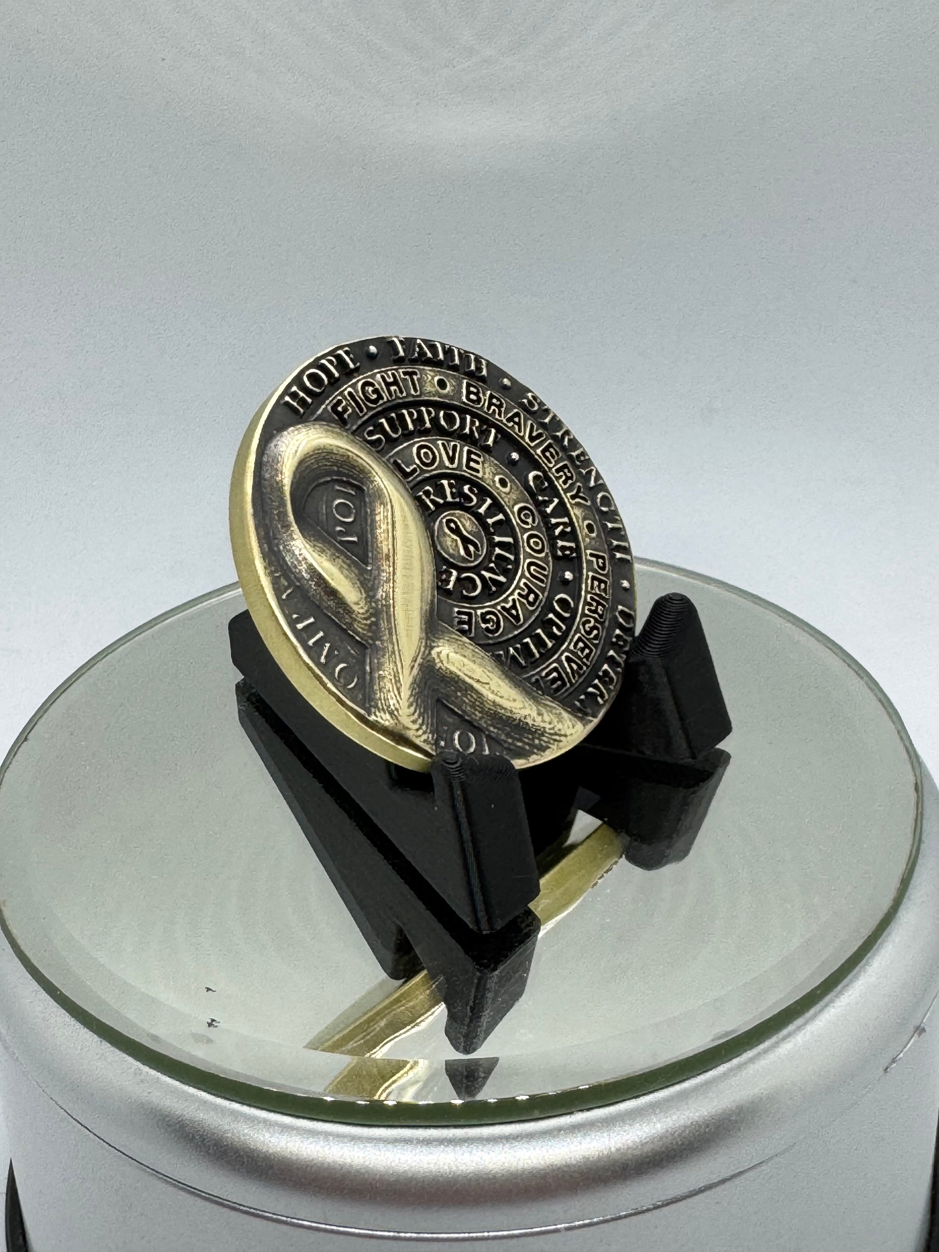 EDC Solid Brass Cancer Survivor worry coin with your free personalized inscription on the back