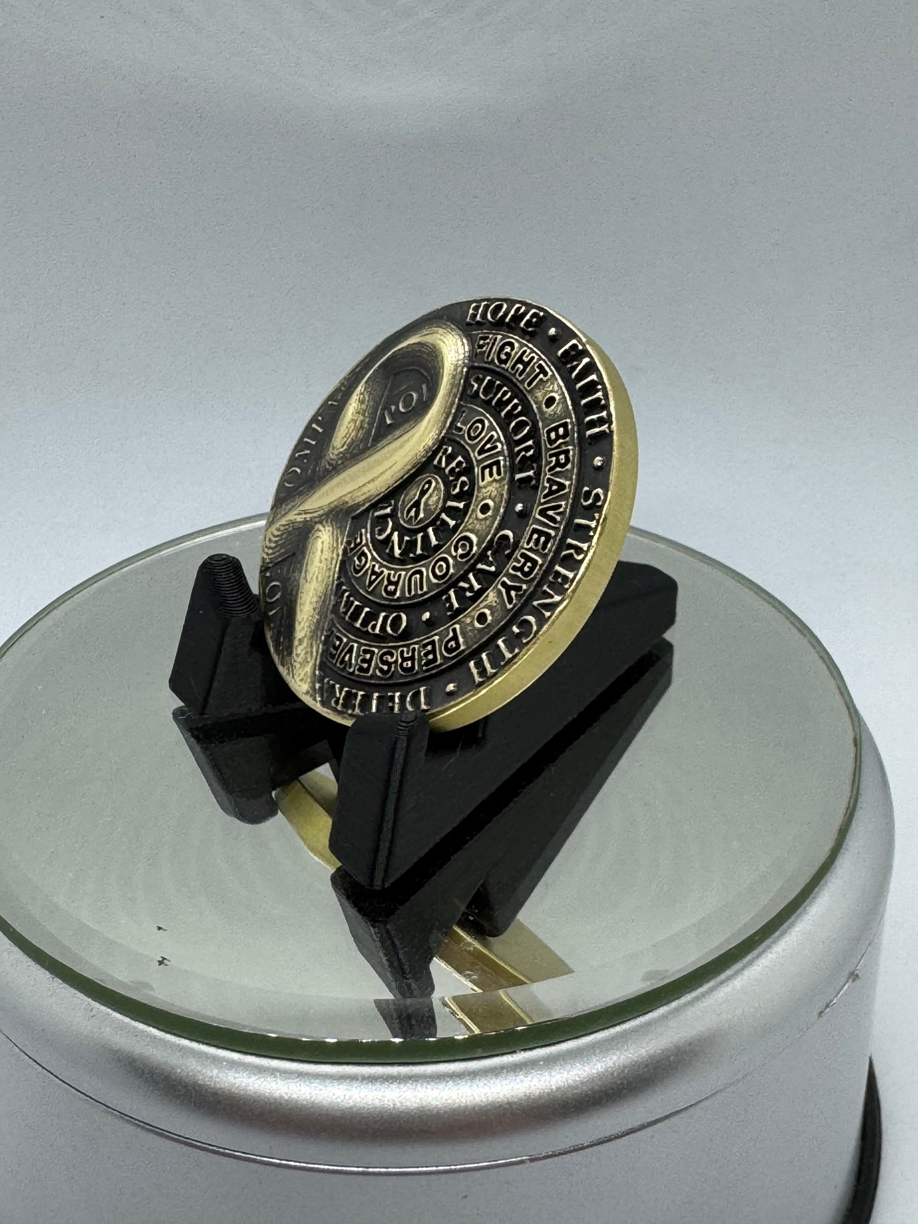EDC Solid Brass Cancer Survivor worry coin with your free personalized inscription on the back