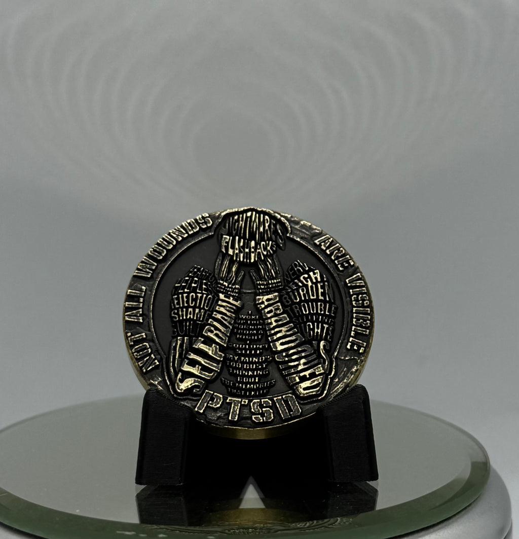 EDC Living With PTSD Brass EDC Worry Coin