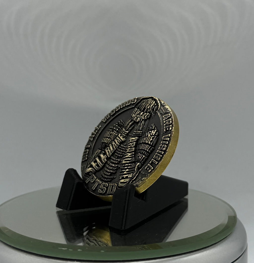 EDC Living With PTSD Brass EDC Worry Coin