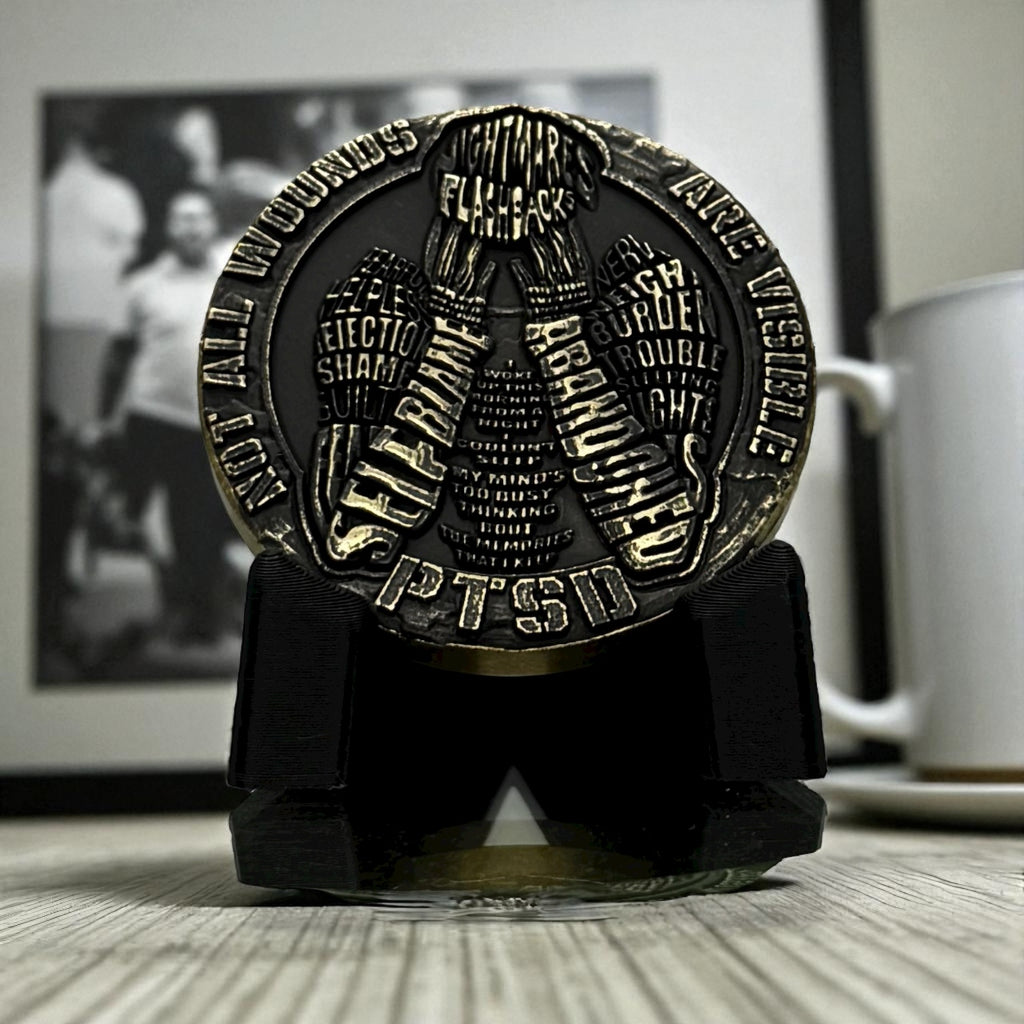 EDC Living With PTSD Brass EDC Worry Coin