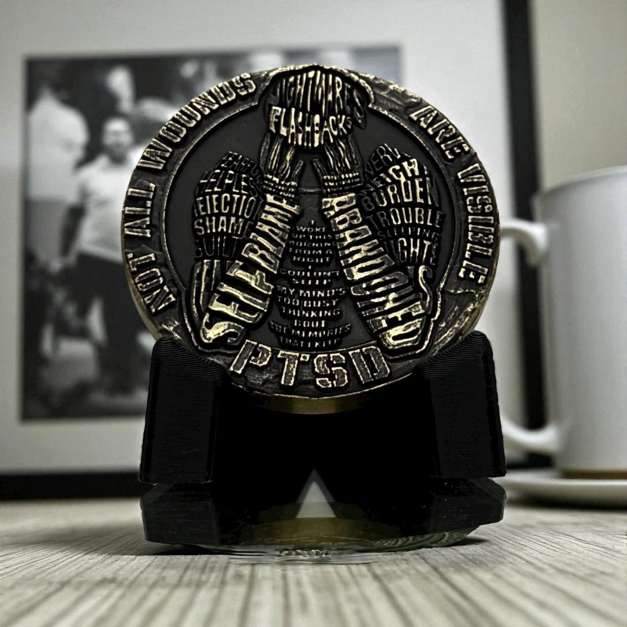 EDC Living With PTSD Brass EDC Worry Coin