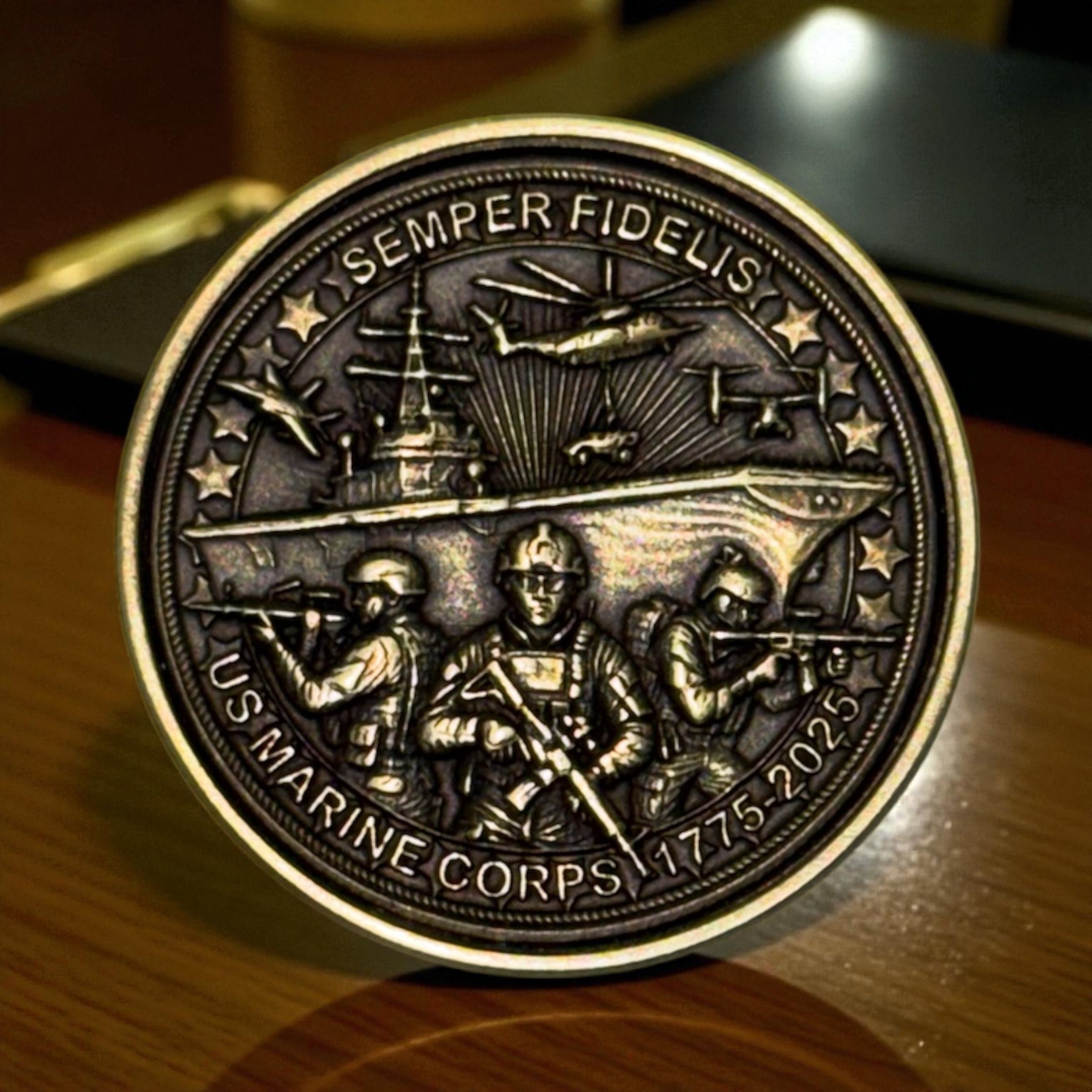 EDC Brass US Marine Corps Worry Coin with FREE Personalized Inscription