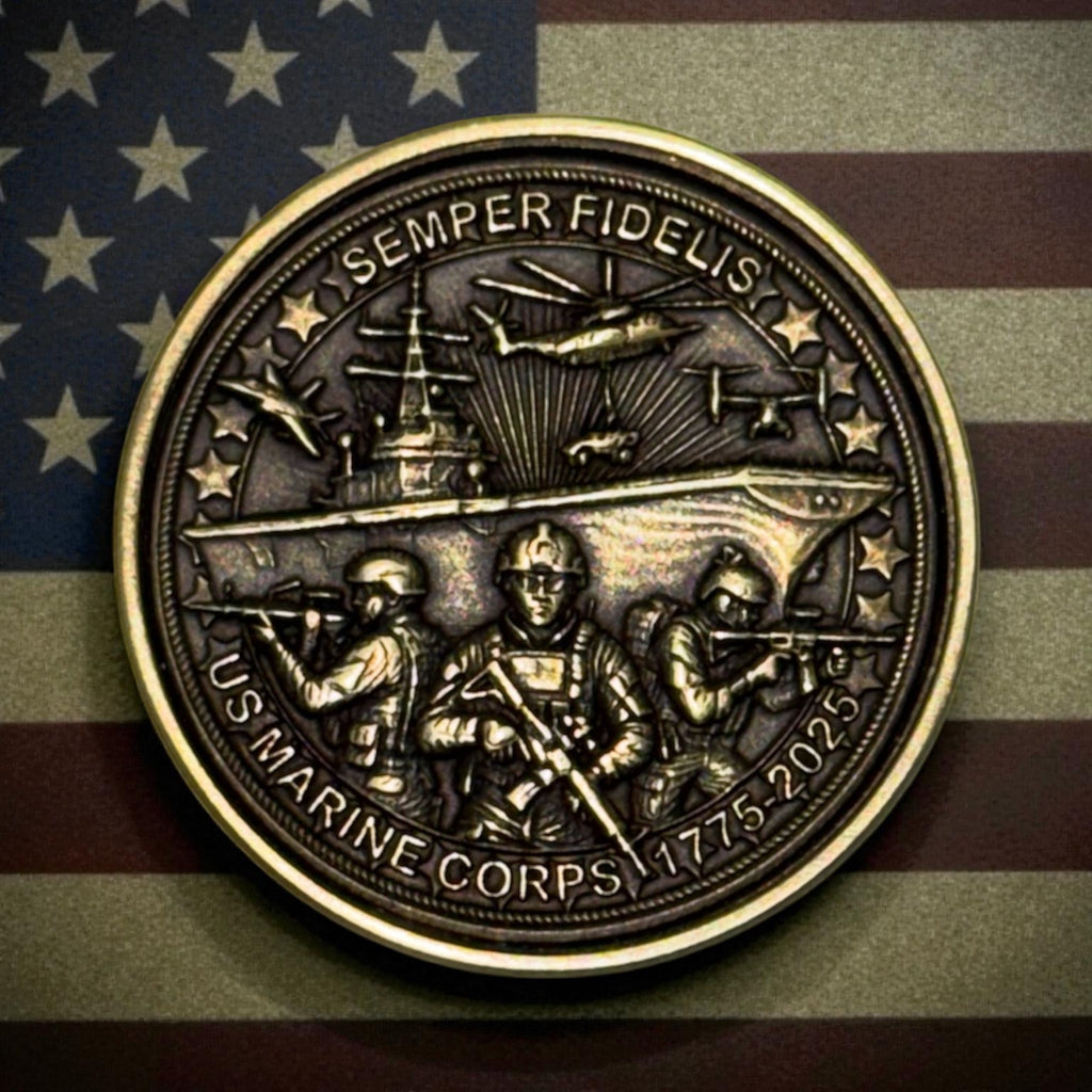 EDC Brass US Marine Corps Worry Coin with FREE Personalized Inscription