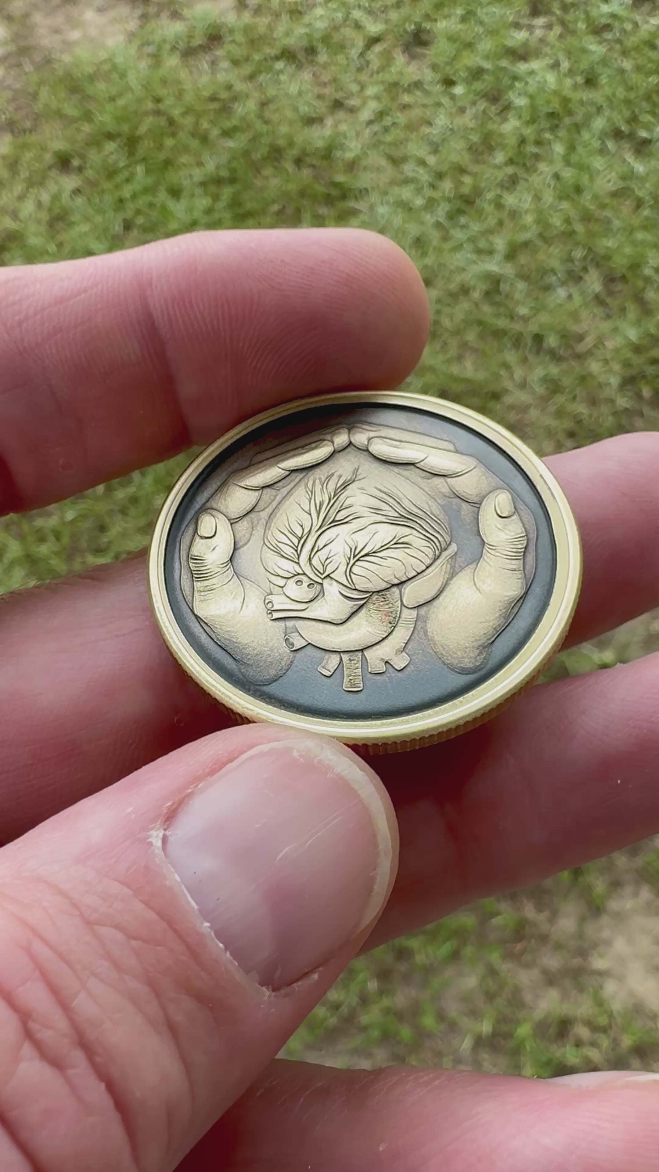 EDC Brass Heart In Your Hand Worry Coin with FREE Personalized Inscription