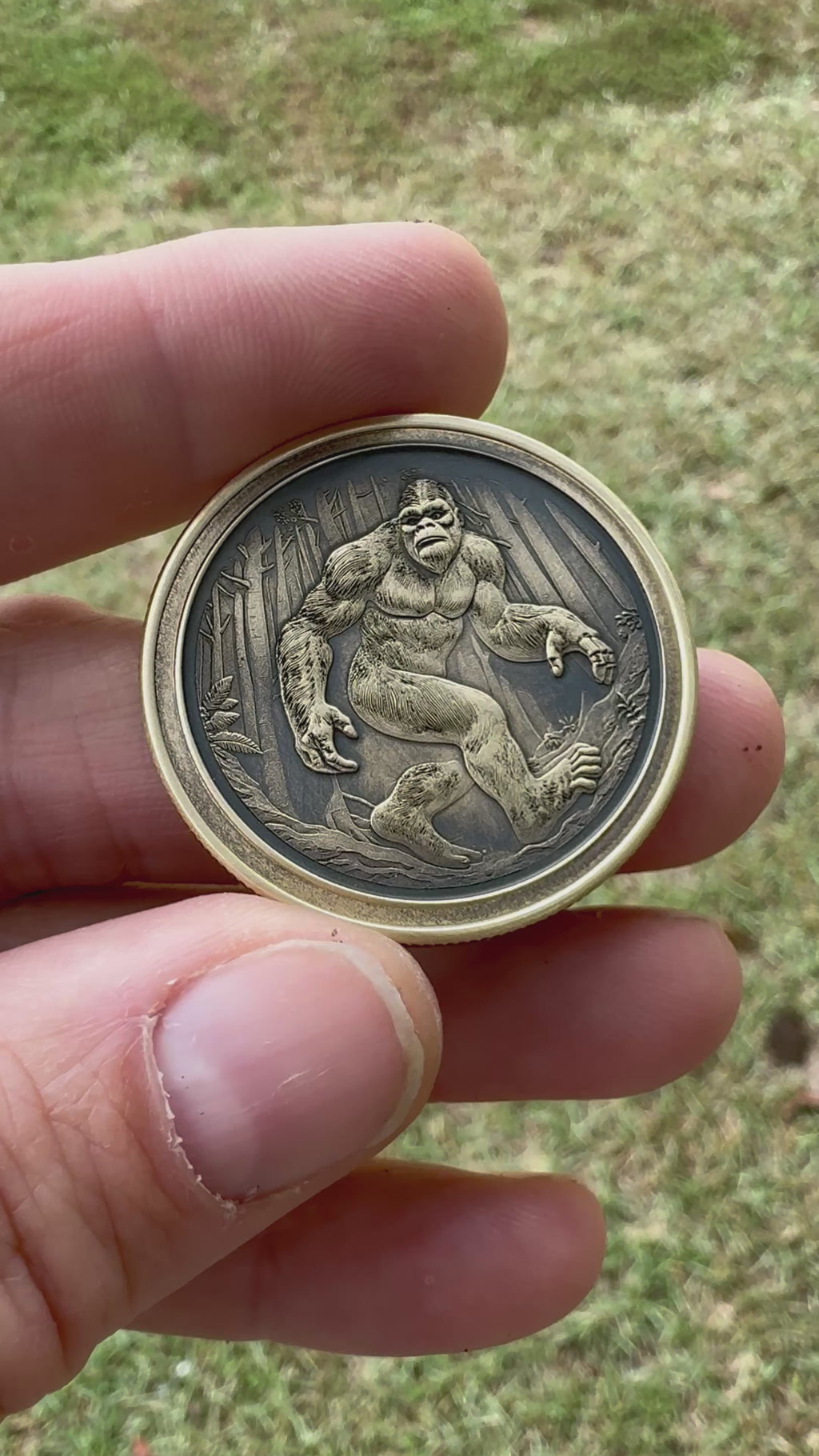EDC Brass Bigfoot Worry Coin With FREE Personalized Inscription